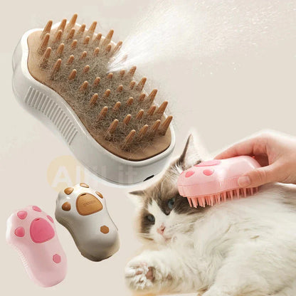 Electric Cat Steam Brush – 3-In-1 Pet Grooming Comb with Water Spray for Cats and Dogs, USB Rechargeable.